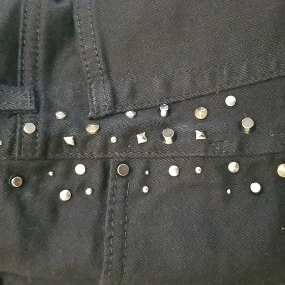 AG Adriano Goldschmied Isabelle Black Studded High Rise Straight Crop Pa… - Picture 8 of 8